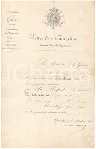 Documento originale, autentico 1875 BRUXELLES B Nomination Jules ROMBAUT SÃ©raphin THIEBAULT Autographe 1