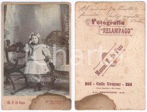 Fotografia d epoca originale 1915 ca MONTEVIDEO ARGENTINA Ritratto di bambina italiana Foto Manuel DO PAZO 1