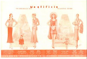 Materiale pubblicitario d’epoca 1930 ca TORINO Via Garibaldi 22  Maglificio  Pieghevole ILLUSTRATO 1