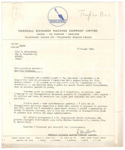 Materiale pubblicitario d’epoca 1954 DURHAM   MARSHALL RICHARDS Machine Co.  Lettera descagliatrice meccanica 1