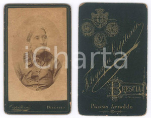 Fotografia d epoca originale 1890 ca BRESCIA Ritratto di anziana donna  Foto G. CAPITANIO CDV 1