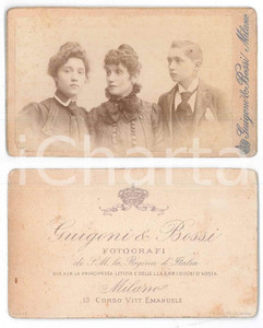 Fotografia d epoca originale 1900 ca MILANO Madre con i due figli  Ritratto Foto GUIGONI & BOSSI CDV 1