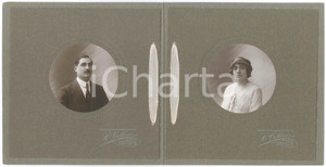 Fotografia d epoca originale 1910 ca MILANO Coppia di sposi  Ritratti  Foto L. TOLLINI 35x18 cm 1