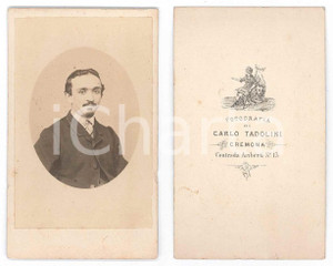 Fotografia d epoca originale 1875 ca CREMONA Ritratto maschile  Busto  Foto Carlo TADOLINI CDV 1