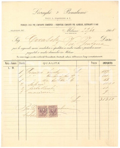Documento originale, autentico 1905 MILANO via Torino  Ditta LIVRAGHI & BONALUMI  Impianto domestico Fattura 1