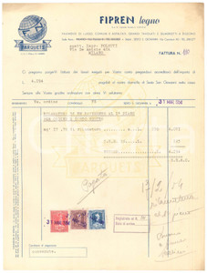 Documento originale, autentico 1954 SESTO SAN GIOVANNI  Ditta FIPREN legno  Fattura per pavimento 1