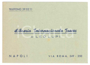 Oggetto da collezione cartaceo 1960 NAPOLI Via Roma  Libreria Internazionale TREVES di Leo Lupi  Biglietto 1