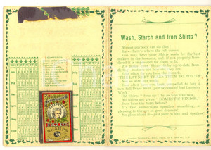 Materiale pubblicitario d’epoca 1903 NEW ORLEANS USA Crescent City Steam Laundry  Card with calendar 1