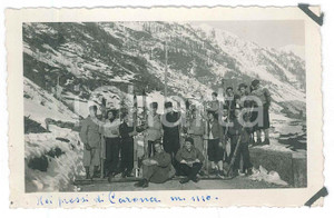 Fotografia d epoca originale 1935 ca CARONA  VAL BREMBANA Sciatori in gita  Foto di gruppo 11x7 cm 1