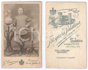Fotografia d epoca originale 1900 ca REGIO ESERCITO TORINO Ufficiale 92° regg. fanteria  Foto G. CRAVERO CDV 1