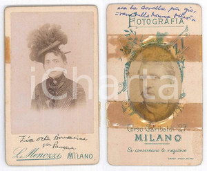 Fotografia d epoca originale 1900 ca MILANO Ada BONACINA vedova PANCERA  Ritratto doppio con marito Foto 1