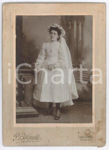 Fotografia d epoca originale 1915 ca ORVIETO Ragazza nel giorno della Cresima Foto P. RAFFAELLI 13x18 cm 1