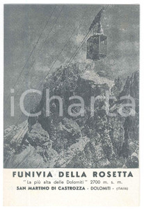 Materiale pubblicitario d’epoca 1950 ca DOLOMITI  SAN MARTINO DI CASTROZZA  Funivia della Rosetta Pieghevole 1