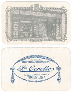 Oggetto da collezione cartaceo 1930 ca TORINO Piazza Vittorio Veneto  Innocenzo CERETTO oreficeria Biglietto 1
