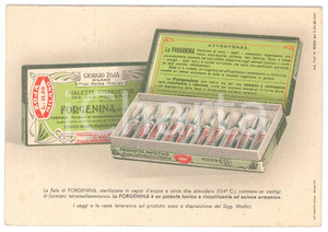 Materiale pubblicitario d’epoca 1939 MILANO FARMACEUTICA Giorgio ZOJA  Biglietto FORGENINA Serie botticelliana 1