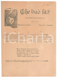 Oggetto da collezione cartaceo 1890 ca G.B. CURTIS  V. VALENTE Che buÃ² fÃ ?  A pacchianella CANZONE NAPOLETANA 1