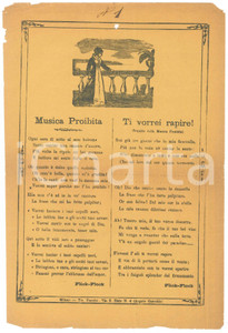 Oggetto da collezione cartaceo 1890 ca FLICKFLOCK Musica proibita e Ti vorrei rapire!  Tipografia Ranzini 1
