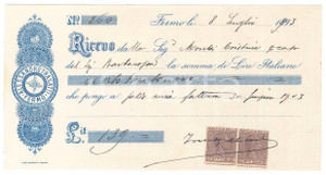 Oggetto da collezione cartaceo 1893 FERMO  Alessandro TRASATTI  Cambiale pubblicitaria 1
