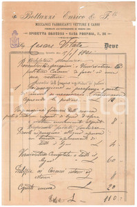 Documento originale, autentico 1901 SPINETTA MARENGO AL Enrico BOTTAZZI & F.lli Vetture e carri Fattura 1