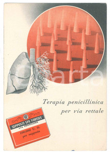 Materiale pubblicitario d’epoca 1951 MILANO SocietÃ  prodotti antibiotici  Supposte SPA FORTIUS Cartolina 1