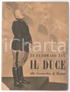 Libro, pubblicazione d epoca 1941 Benito MUSSOLINI Il Duce alle gerarchie di Roma  Pubblicazione 1