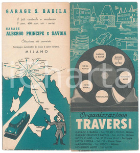 Materiale pubblicitario d’epoca 1950 ca MILANO Organizzazione TRAVERSI  Ristorante LA MAGGIOLINA Pieghevole 1