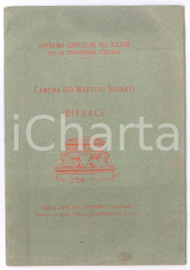Libro, pubblicazione d epoca 1967 MASSONERIA Supremo Consiglio  Camera dei Maestri Segreti  Rituale 1