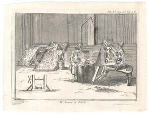 Stampa, bozzetto originale 1767 ? LO SPETTACOLO DELLA NATURA  Il lavoro co  pettini  Stampa tomo XI 1