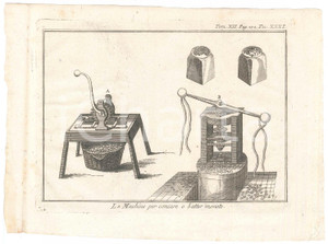 Stampa, bozzetto originale 1800 ca LO SPETTACOLO DELLA NATURA  Machine per coniare o batter monete Stampa 1