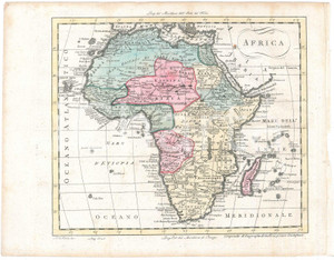 Stampa, bozzetto originale 1810 W. GUTHRIE Compendio di geografia universale  Africa  Tavola a colori 1
