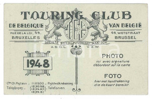 Oggetto da collezione cartaceo 1948 TOURING CLUB DE BELGIQUE   BRUXELLES  Tessera 1