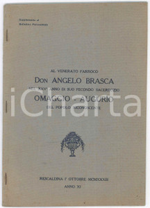 Libro, pubblicazione d epoca 1933 RESCALDINA MI XXV Sacerdozio don Angelo Brasca  Pubblicazione 1