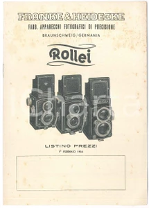 Materiale pubblicitario d’epoca 1954 MILANO Apparecchi fotografici ROLLEI  FRANKE & HEIDECKE Listino prezzi 1