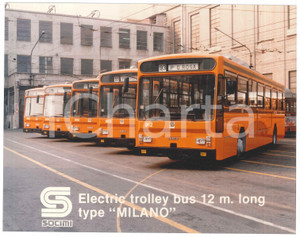 Fotografia d epoca originale 1980 ca TRASPORTI ATM MILANO Trolleybus SOCIMI  Linea 93 Foto 25x20 cm 1