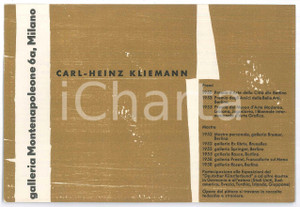 Oggetto da collezione cartaceo 1958 MILANO Galleria Montenapoleone  Invito mostra pittore CarlHeinz KLIEMANN 1