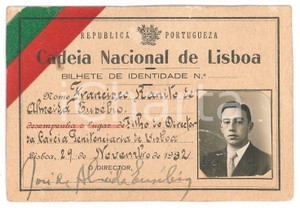 Oggetto da collezione cartaceo 1935 LISBOA PORTUGAL Bilhete identitade Autografo JosÃ© de ALMEIDA EUSEBIO 1