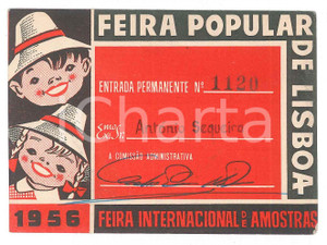 Oggetto da collezione cartaceo 1956 LISBOA  Feira Popular  Feira de Amostras  Biglietto di ingresso 1