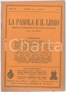 Giornale, rivista storica 1929 MILANO  LA PAROLA E IL LIBRO La montanina del Fogazzaro di Giacomo BASCAPÃˆ 1