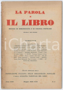 Giornale, rivista storica 1930 MILANO LA PAROLA E IL LIBRO Settimana del Libro in Ungheria  Rivista 1