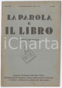 Giornale, rivista storica 1931 MILANO  LA PAROLA E IL LIBRO  Festa del Libro a Viareggio  Enrico Misley 1