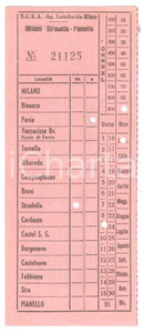 Oggetto da collezione cartaceo 1964 SGEA Azienda Lombarda Trasporti  Biglietto MILANO  STRADELLA  PIANELLO 1