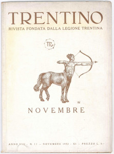 Giornale, rivista storica 1932 TRENTINO Ossario Caduti di Trento  Don Giovanni COSSERI  Rivista 1