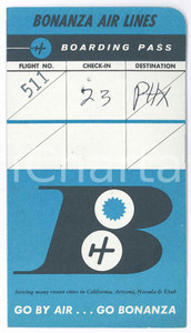 Materiale pubblicitario d’epoca 1964 BONANZA AIR LINES Biglietto SALT LAKEPHOENIX 10x17 cm 1