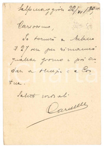 Autografo originale 1939 SALSOMAGGIORE TERME Cartolina Francesco CARNELUTTI in partenza Autografo 1
