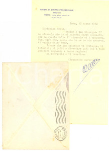 Autografo originale 1952 ROMA Lettera Francesco CARNELUTTI per onomastico  AUTOGRAFO 1