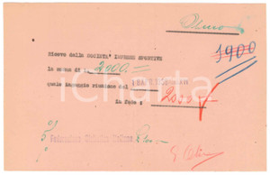 Autografo originale 1938 CICLISMO MILANO Ricevuta Giuseppe OLMO  Ingaggio per  riunione AUTOGRAFO 1