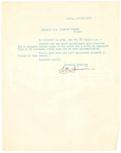 Autografo originale 1938 CICLISMO AULLA MS Settimio SIMONINI infortunato al polso  AUTOGRAFO 1