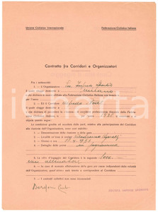 Autografo originale 1938 CICLISMO MILANO Vigorelli  Contratto gara Carlo BORDONI  Autografo 1