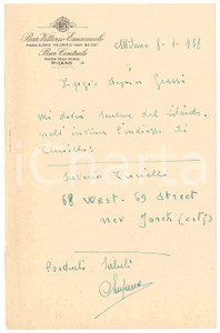 Documento originale, autentico 1938 MILANO Piazza Duomo  Bar Vittorio Emanuele  Bar Centrale  Lettera 1