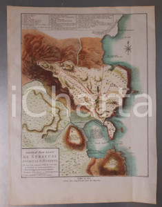 Stampa, bozzetto originale 1800 SYRACUSE Ancienne et moderne Tavola RARA colorata a mano LABORDE/ PERRIER 1